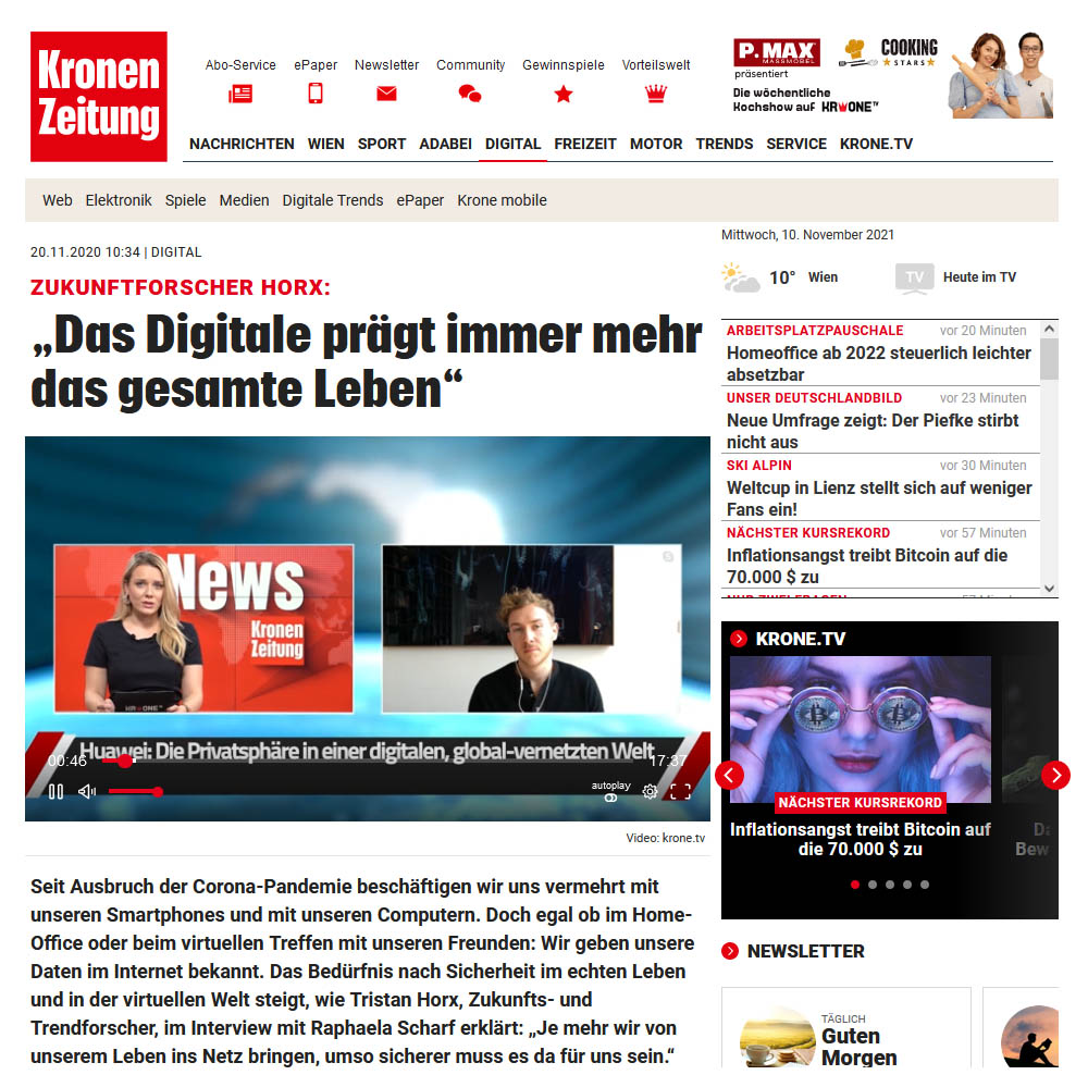 Kronen Zeitung - Das Digitale prägt immer mehr das gesamte Leben