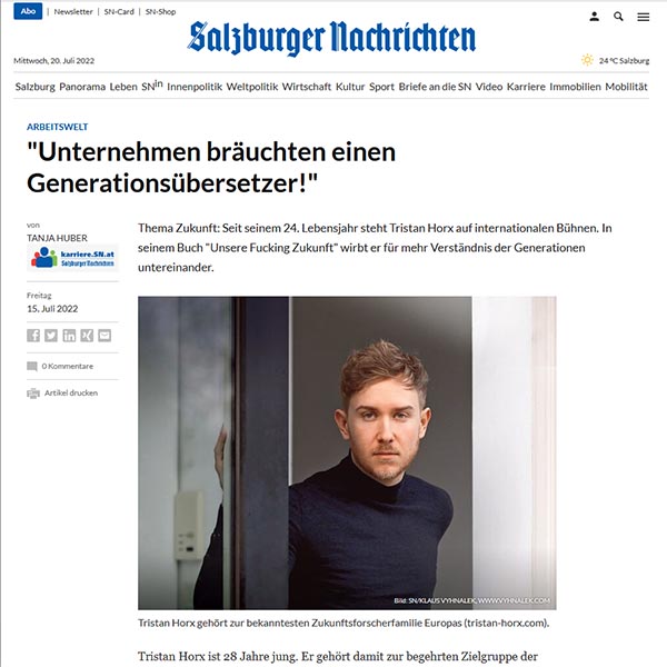 Salzburger Nachrichten: Unternemen brächten einen Generationsübersetzer