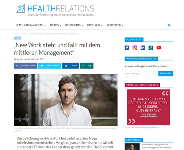 HealthRelations: New Work steht und fällt mit dem mittleren Management
